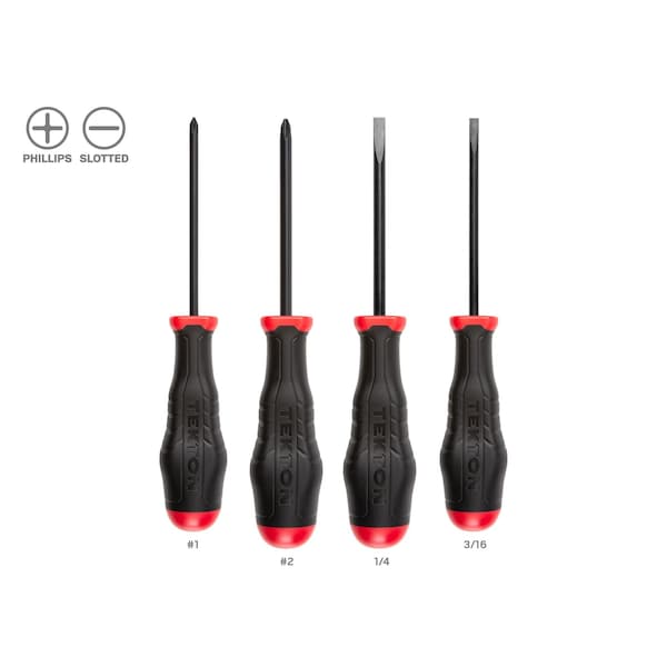 High-Torque Black Oxide Blade Screwdriver Set, 4-Piece (No. 1 - No. 2, 3/16 - 1/4 in.)